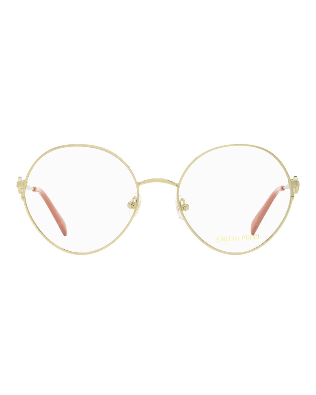 Emilio Pucci Black Pucci Round Oversized Eyeglasses Ep5203 032-Rose 55Mm Metal/Plastic (Acetate)
