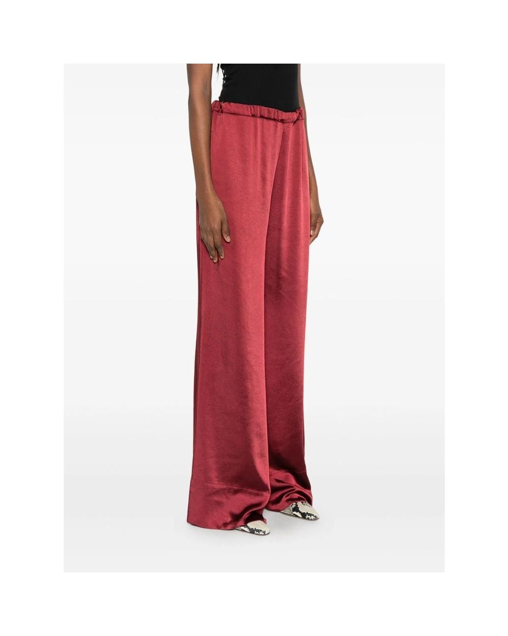 THE NINA STUDIO Red Elasticated-Waistband Trousers