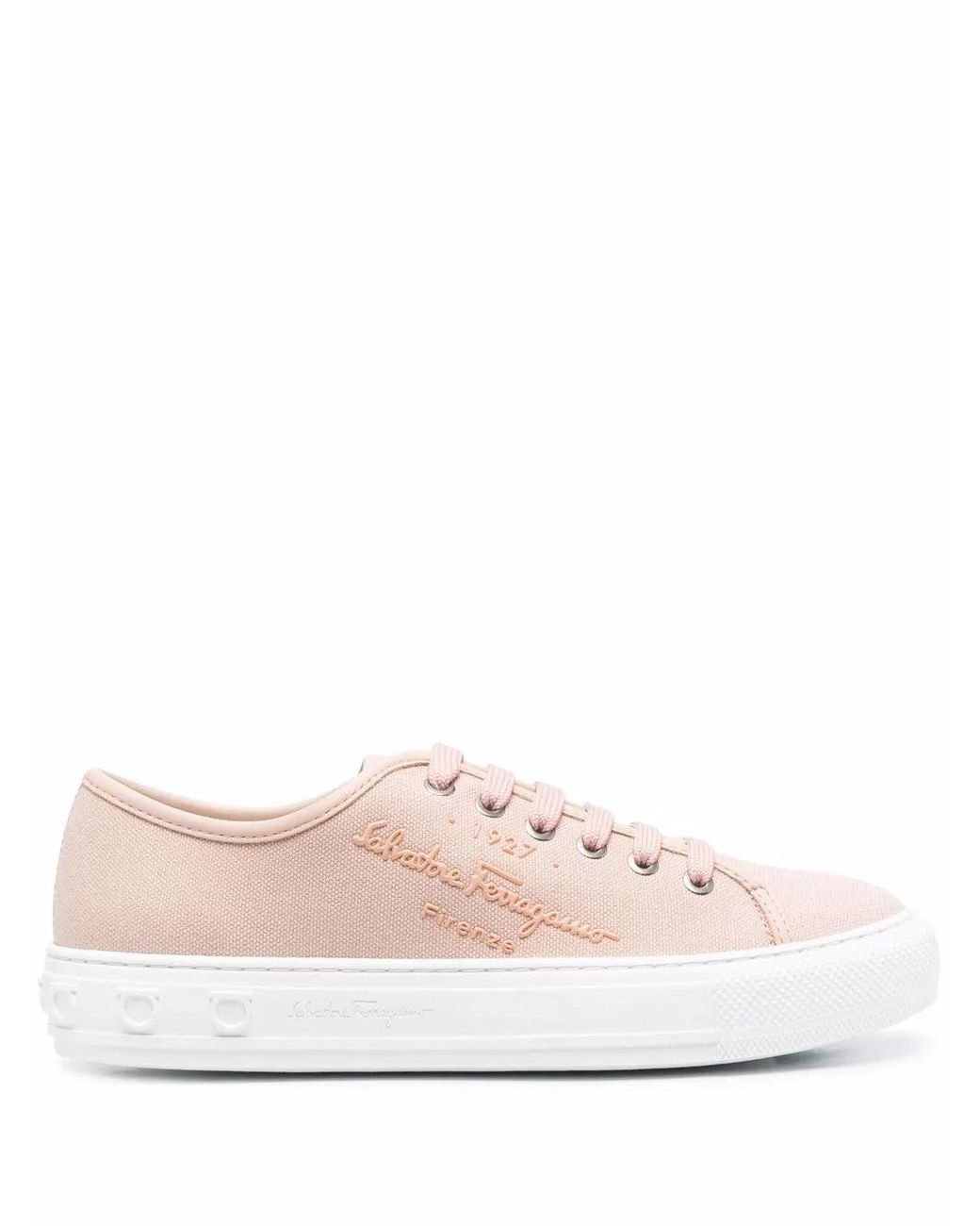 Ferragamo Pink Mediterr Eco Logo Sneakers