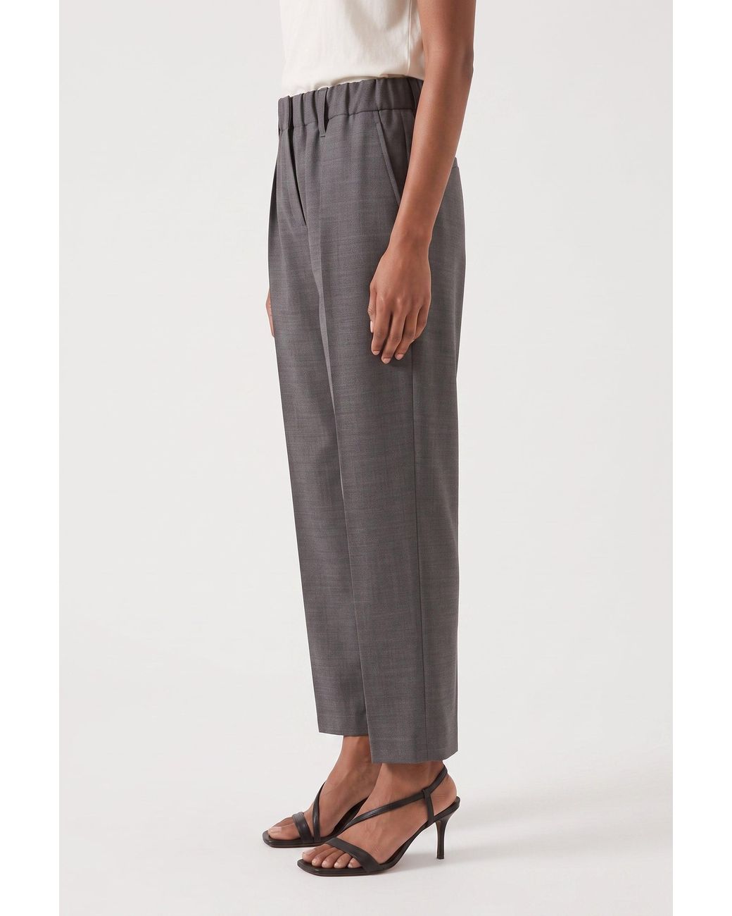 Brunello Cucinelli Gray Wool Relaxed Trousers