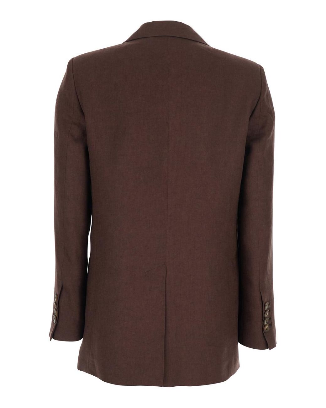Le Plain Brown Double-Breasted Jacket With Peak Revers