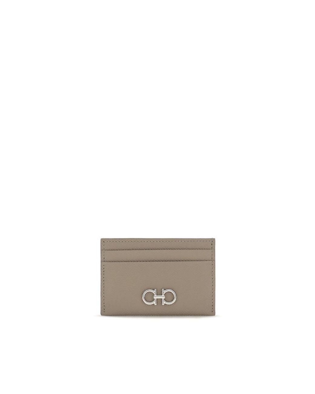 Ferragamo Gray Beige Calf Leather Bos Taurus Wallet