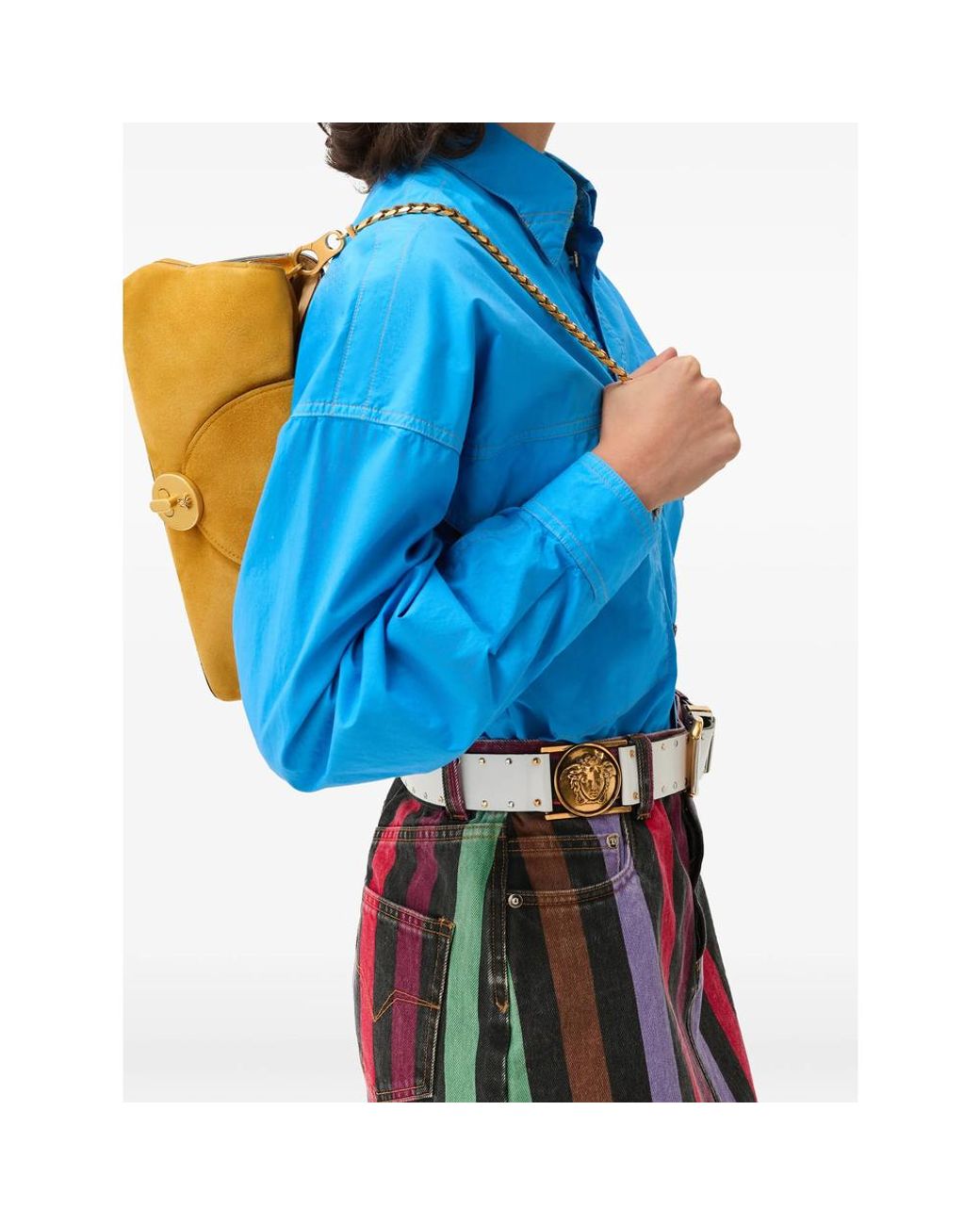 Versace Yellow Clutch Vivian Suede