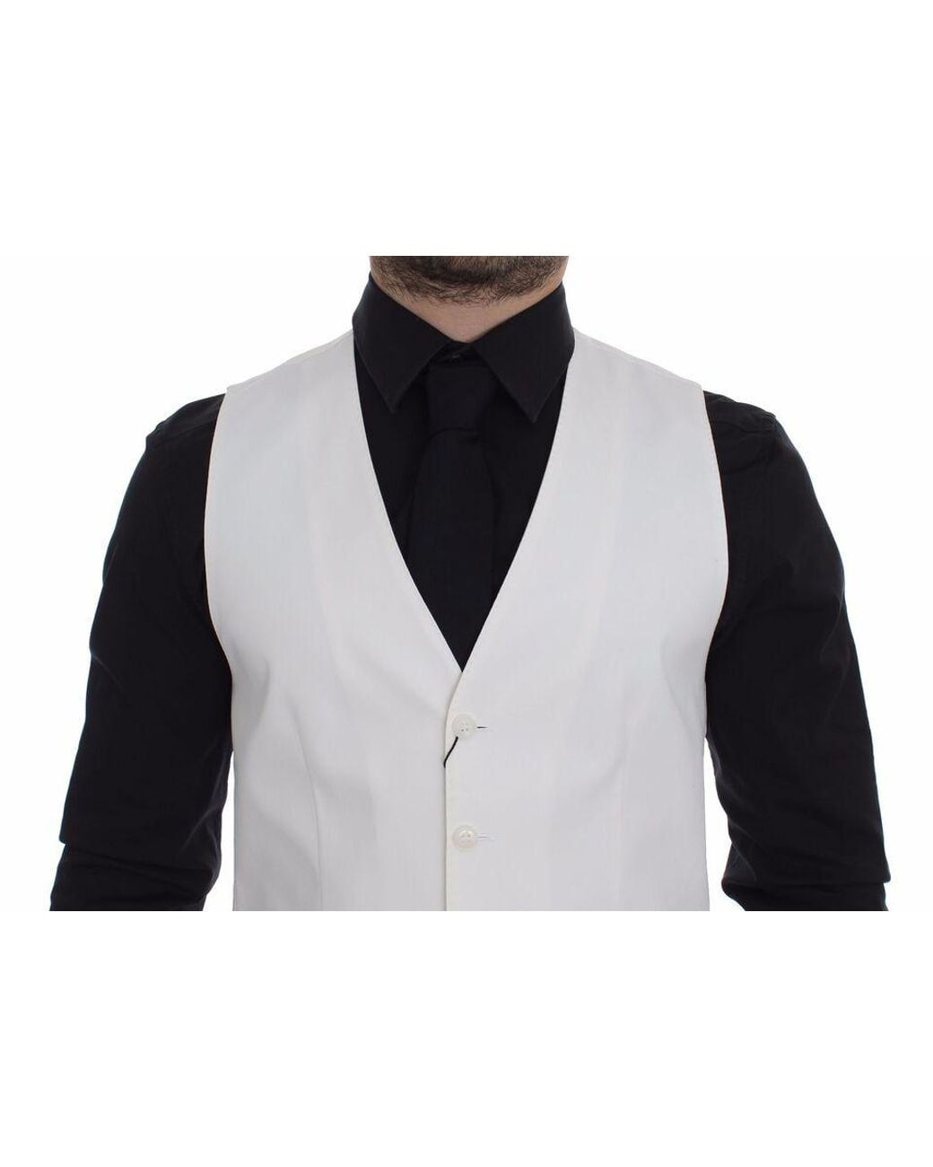 Dolce & Gabbana Black Cotton Silk Blend Dress Vest Blazer for men