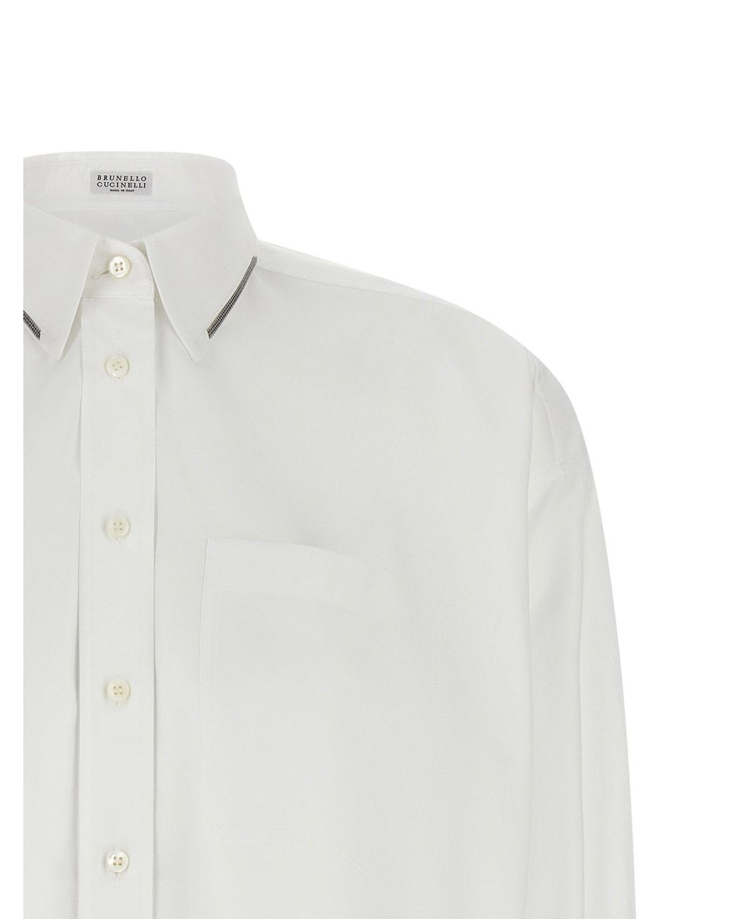 Brunello Cucinelli White Monile Trim Shirt