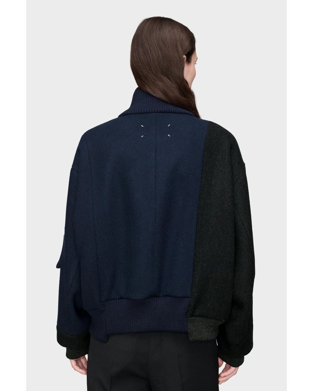 Maison Margiela Blue Maison Margiela Spliced Wool Bomber Jacket