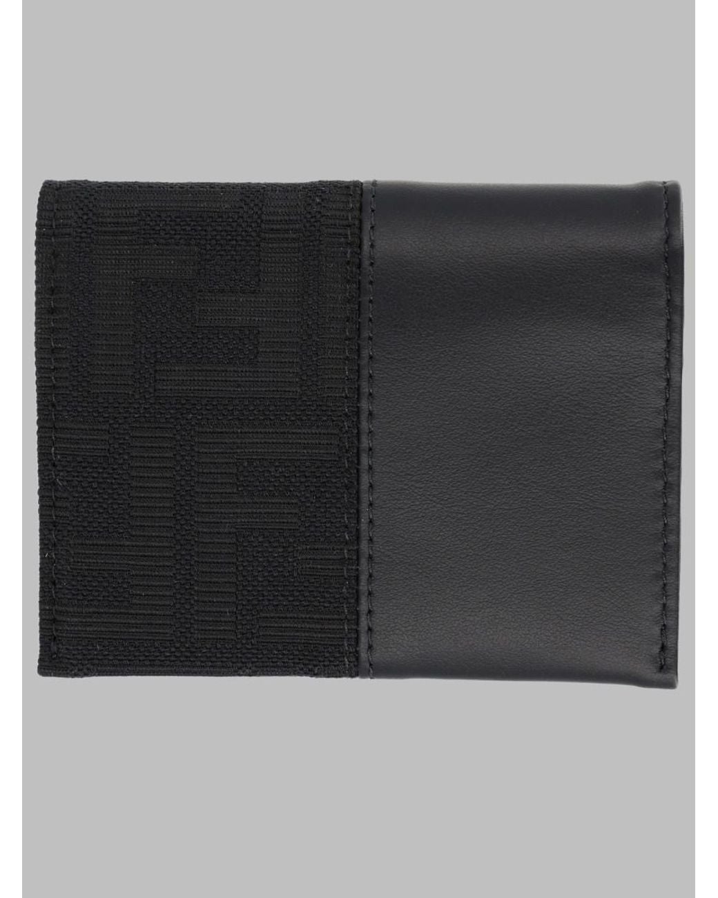 Fendi Black Ff Jacquard Card Holder Polyester Cotton/Calf Leather Wallets & Purses for men