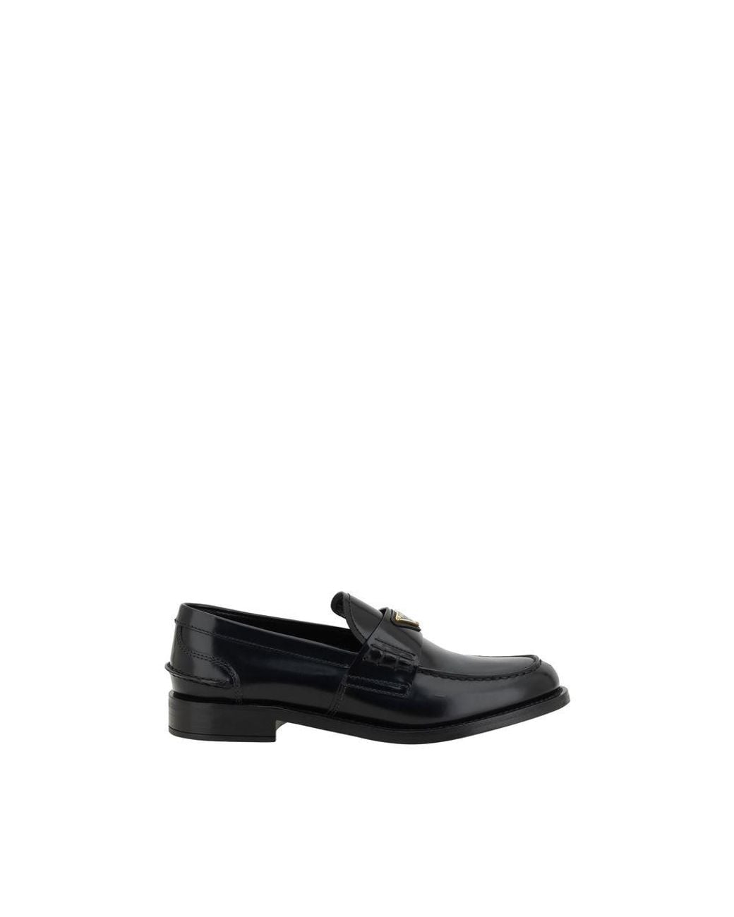 Prada Black Leather Logo Loafers
