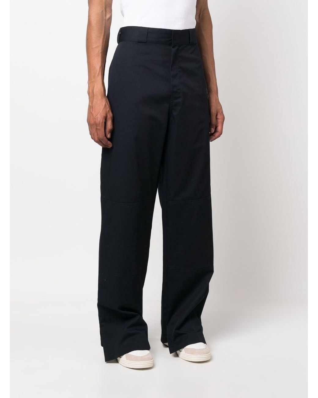 Palm Angels Blue Cotton Trousers for men
