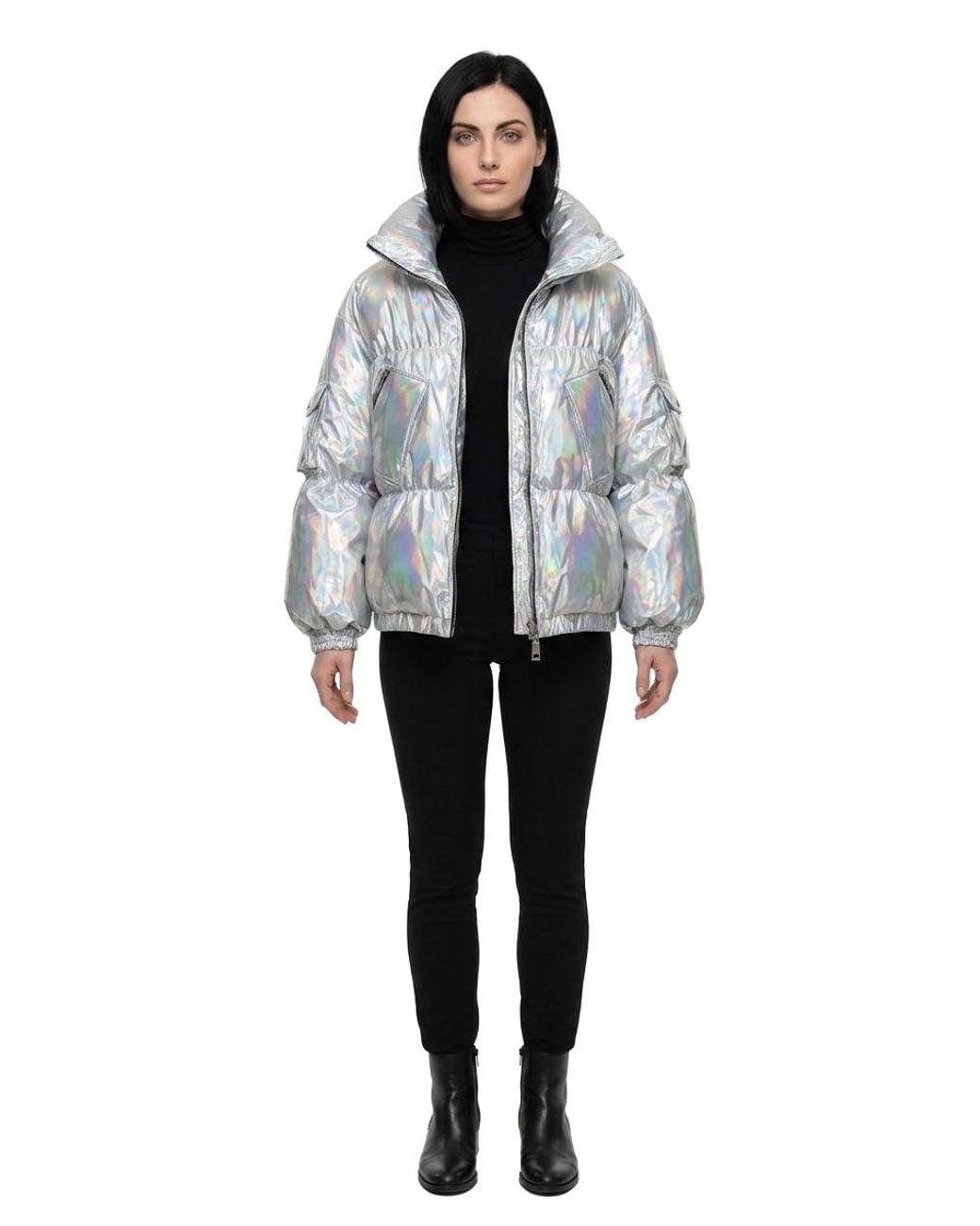 Dolce & Gabbana Gray Dolce & Gabbana Iridescent Polyamide Shell Down Jacket