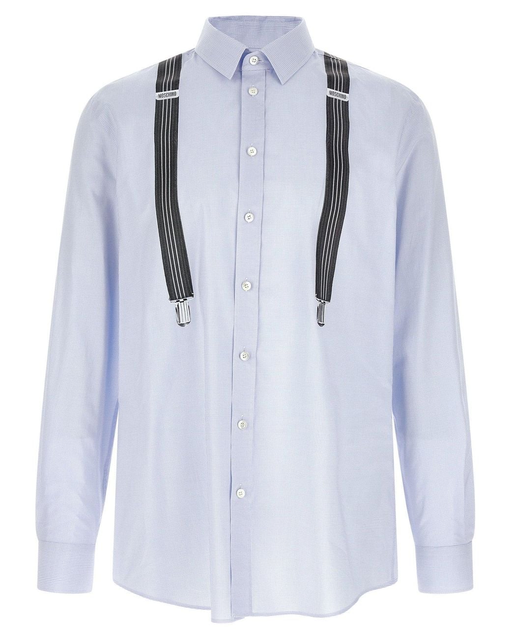 Moschino Blue Trompe-'Œil Suspender Print Shirt for men