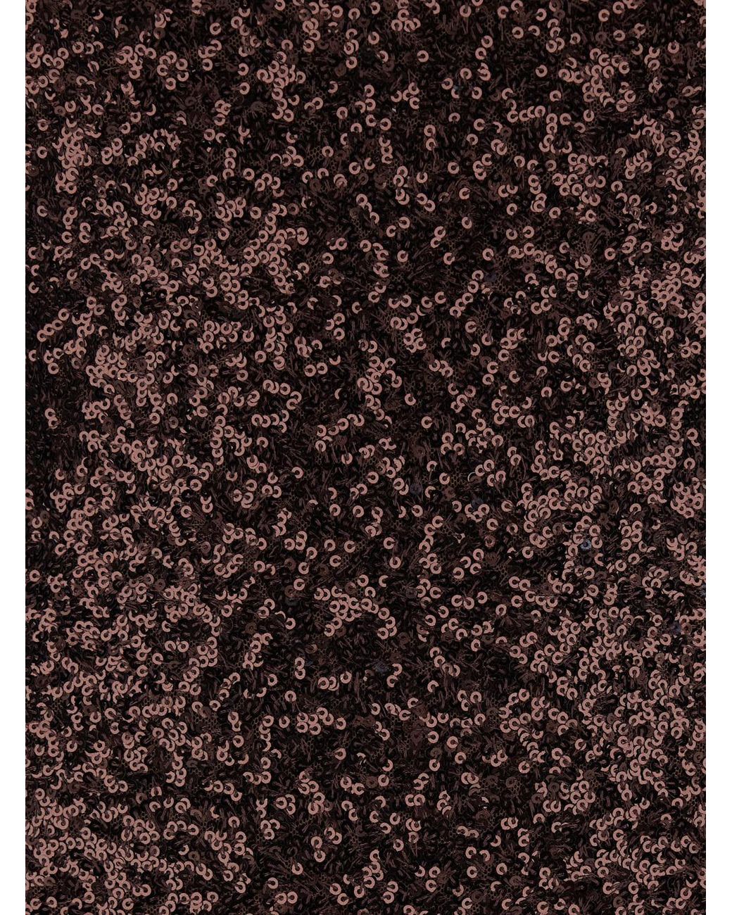 Le Plain Brown Dress With Round Neck And All-Over Applied Sequins