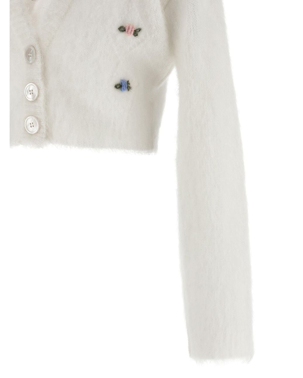 Alessandra Rich White 'Carded Mohair' Cardigan