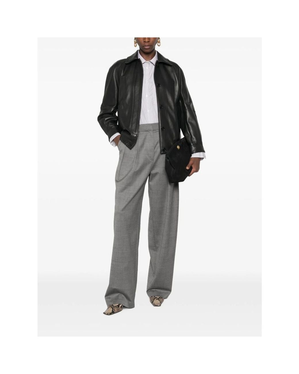 Salvatore Santoro Black Leather Jacket Lining: Acetate