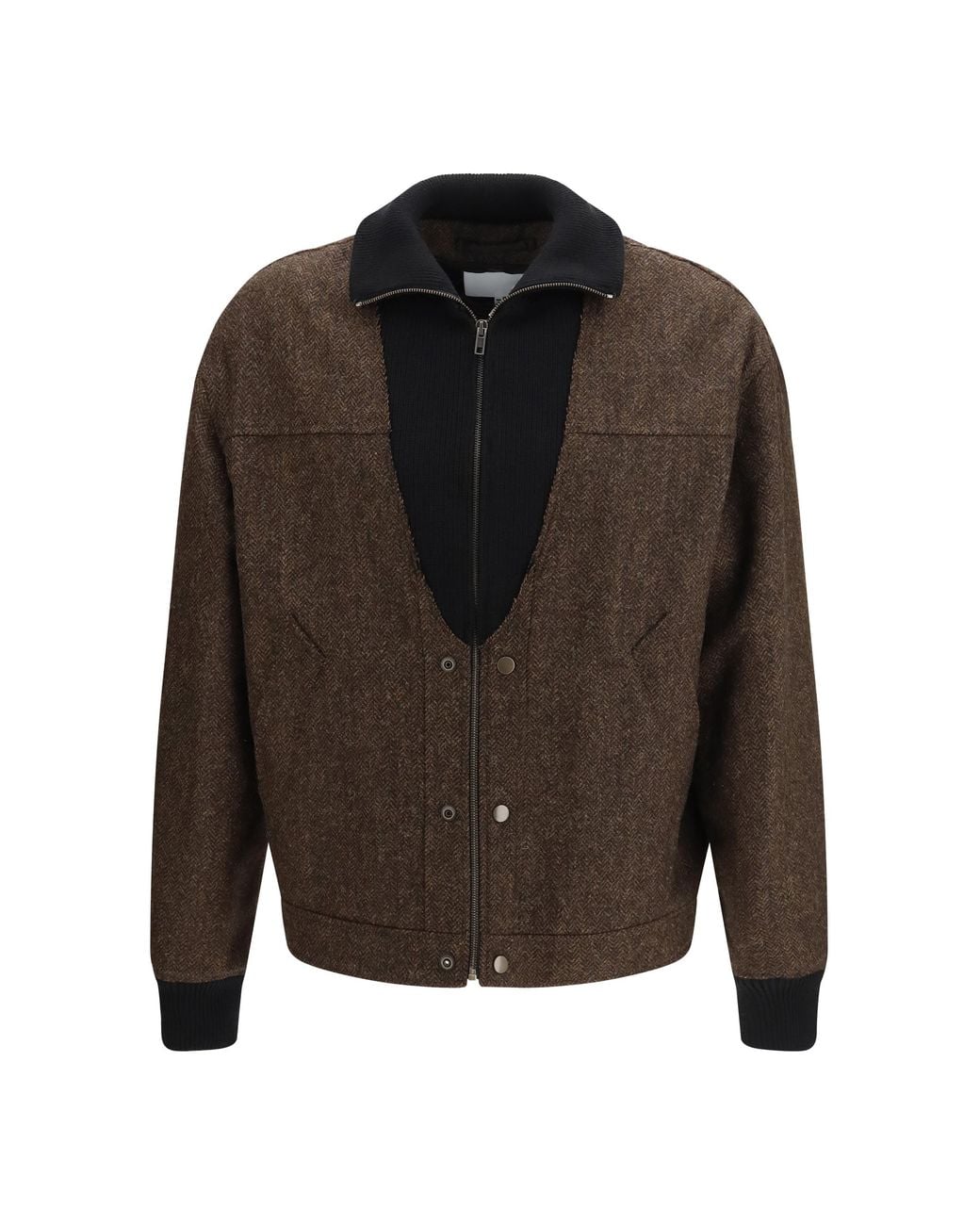 Maison Margiela Black Wool Zip Jacket With High Collar Merino for men