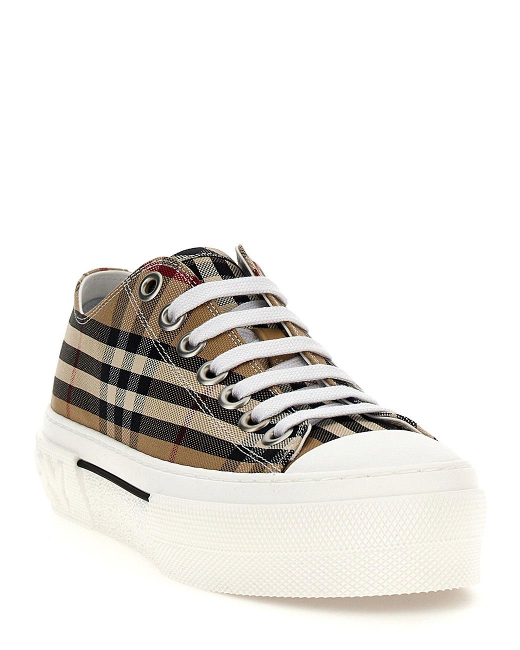 Burberry Check Canvas Sneaker in White | Lyst