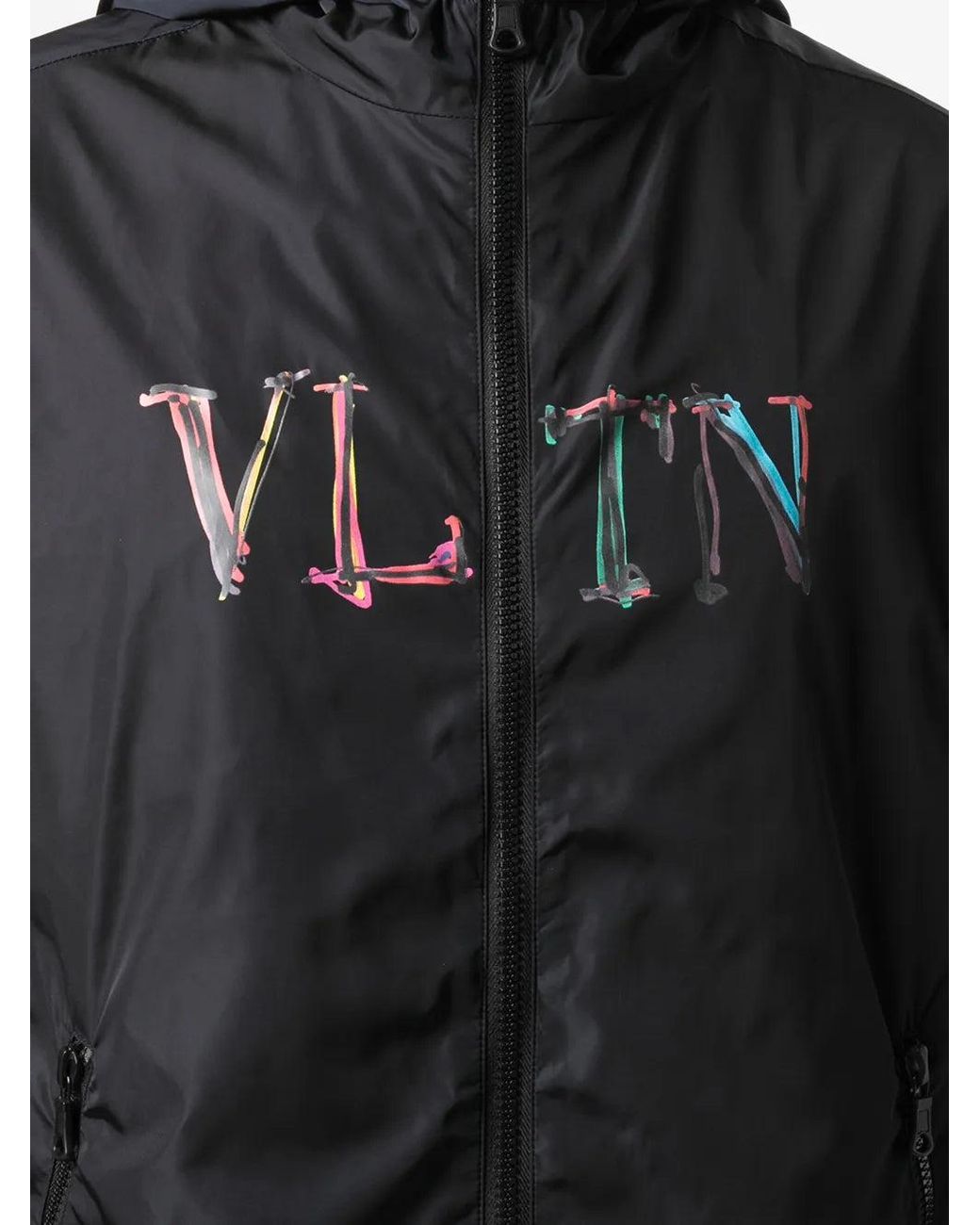 Valentino Blue Vltn Hooded Jacket Clothing for men