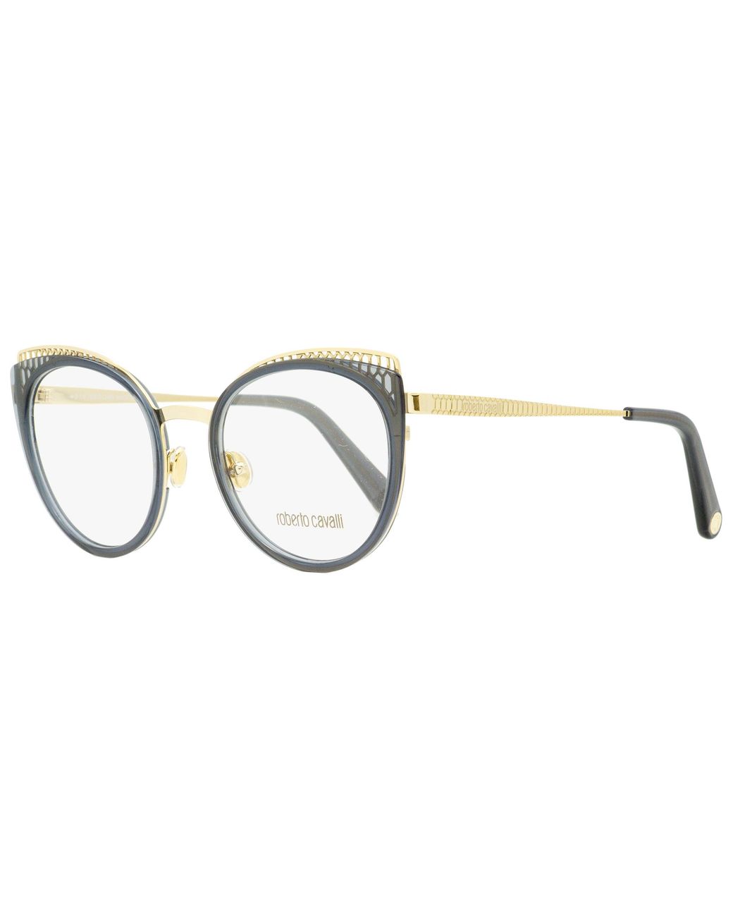 Roberto Cavalli Black Oval Eyeglasses Rc5114 020-Transparent 53Mm 5114/Transparent Metal/Plastic (Acetate)