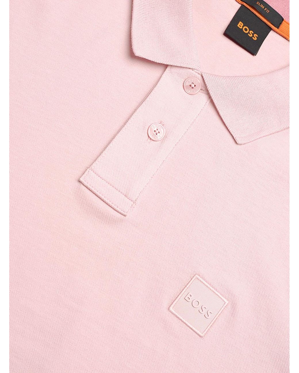 Boss Pink Polo Shirt Stretch Cotton for men