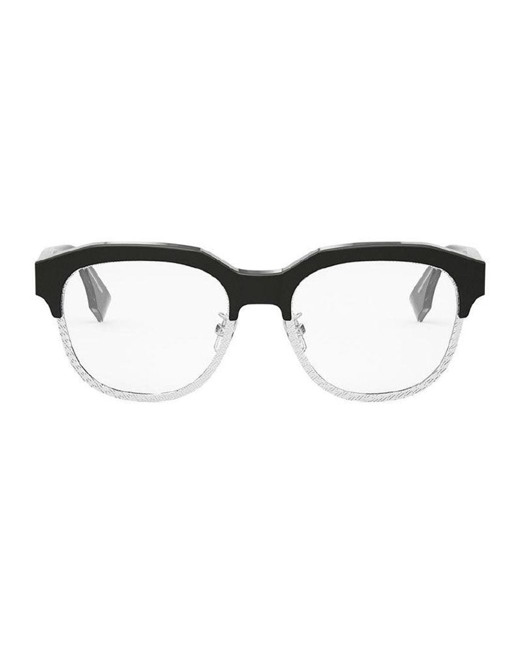 Fendi Black Frame And Lens Eyeglasses for men