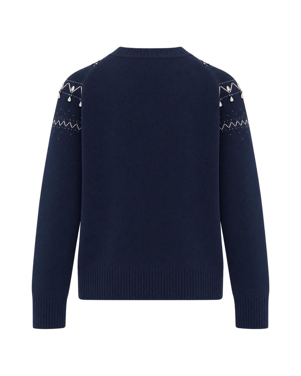 Liu Jo Blue Crystal-Embellished Knit Jumper Melange Wool Sweater