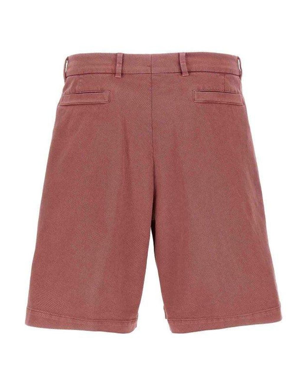 Brunello Cucinelli Raspberry Tailored Cotton Shorts for men
