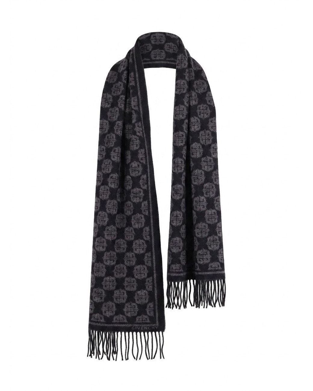Givenchy Blue Givenchy Logo-Jacquard Wool Scarf