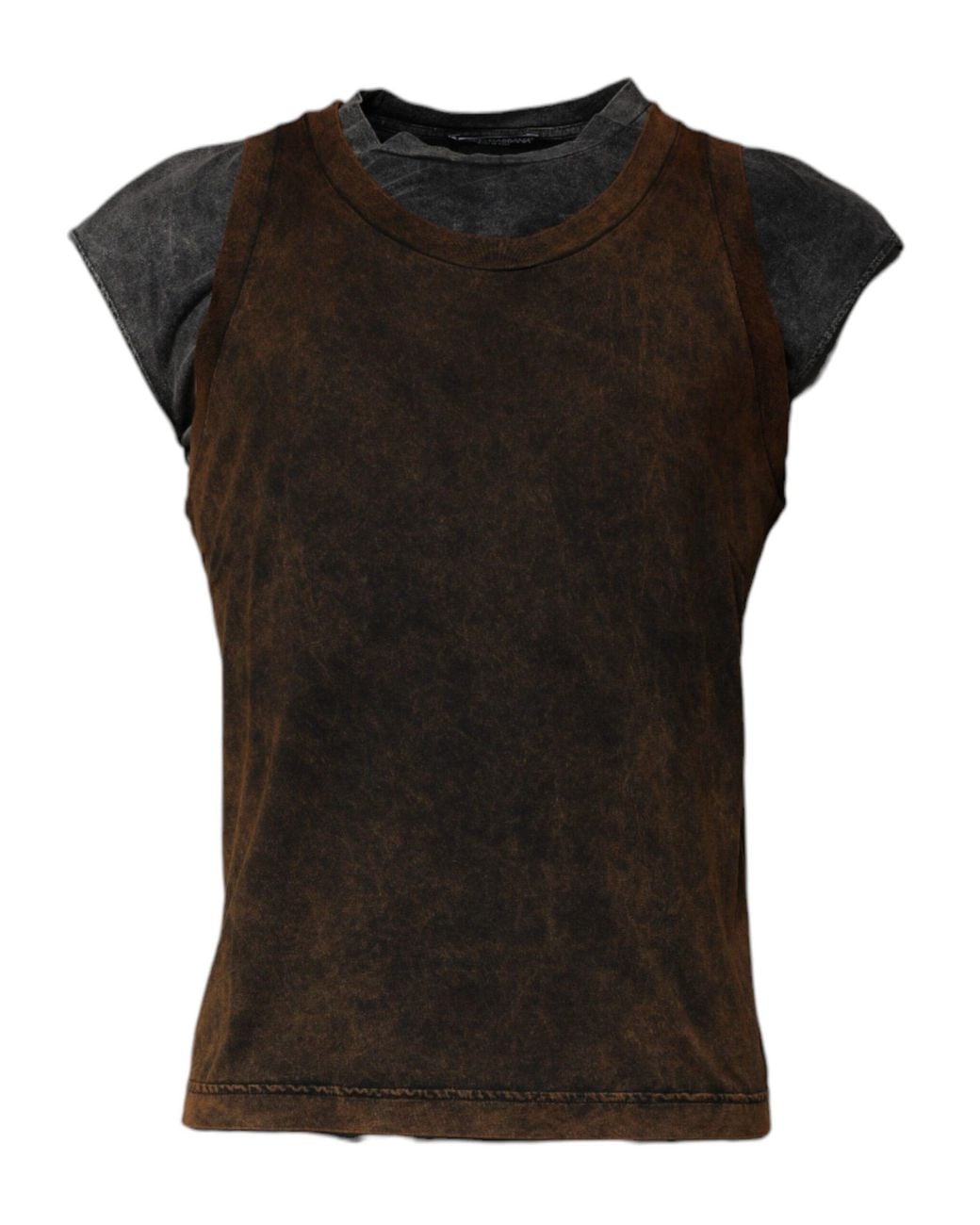 Dolce & Gabbana Black Cotton Round Neck Sleeveless T-Shirt for men
