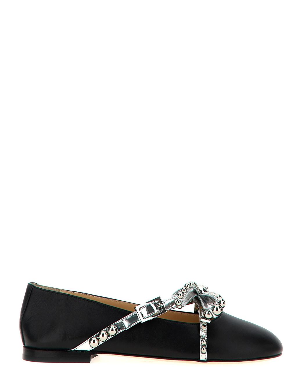 Mach & Mach Black 'Crystal Studs' Ballet Flats