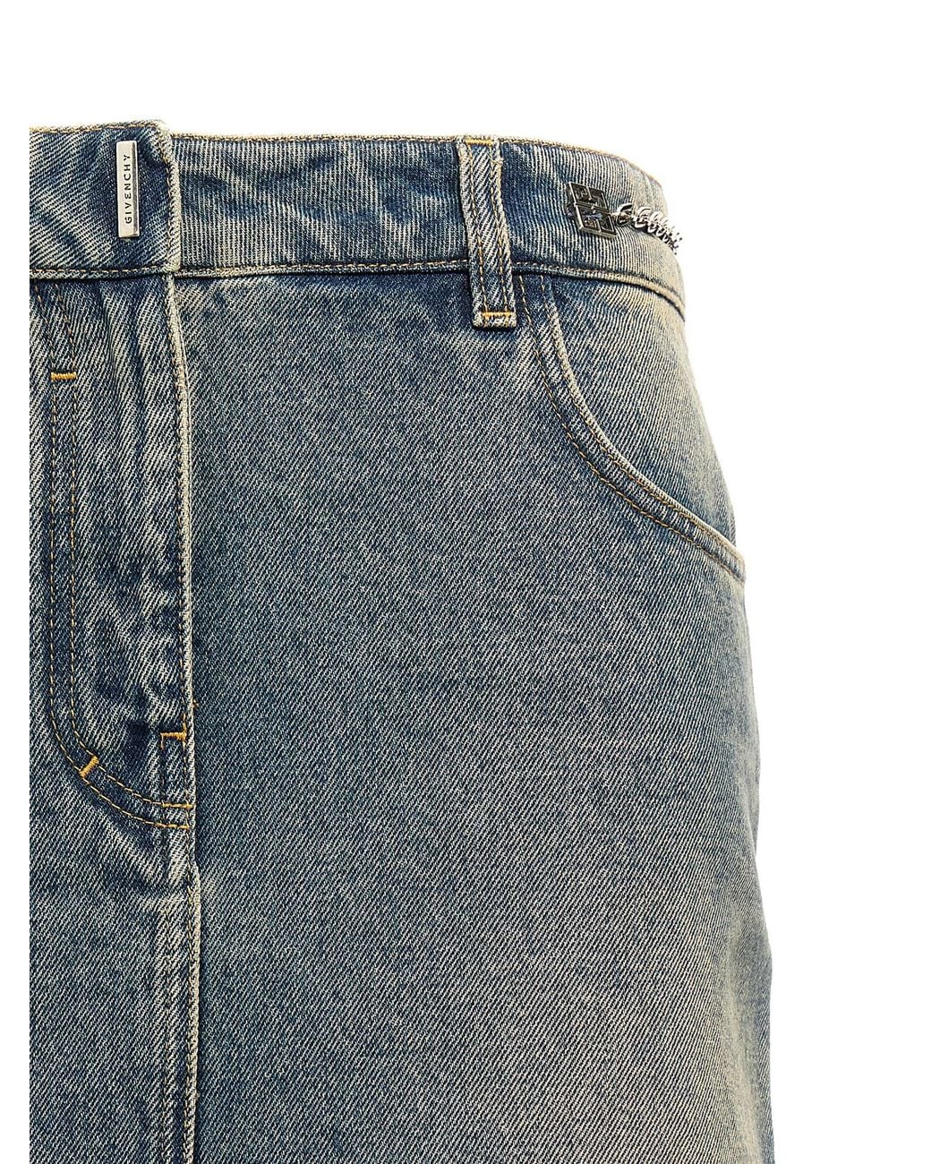 Givenchy Blue Chain-Detail Denim Skirt