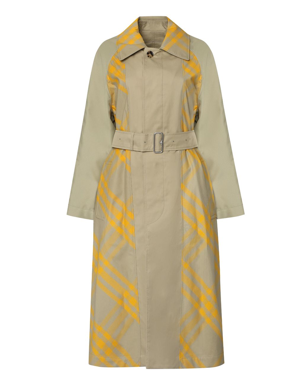 Burberry Green Checked Reversible Trench Coat Cotton & Raincoats