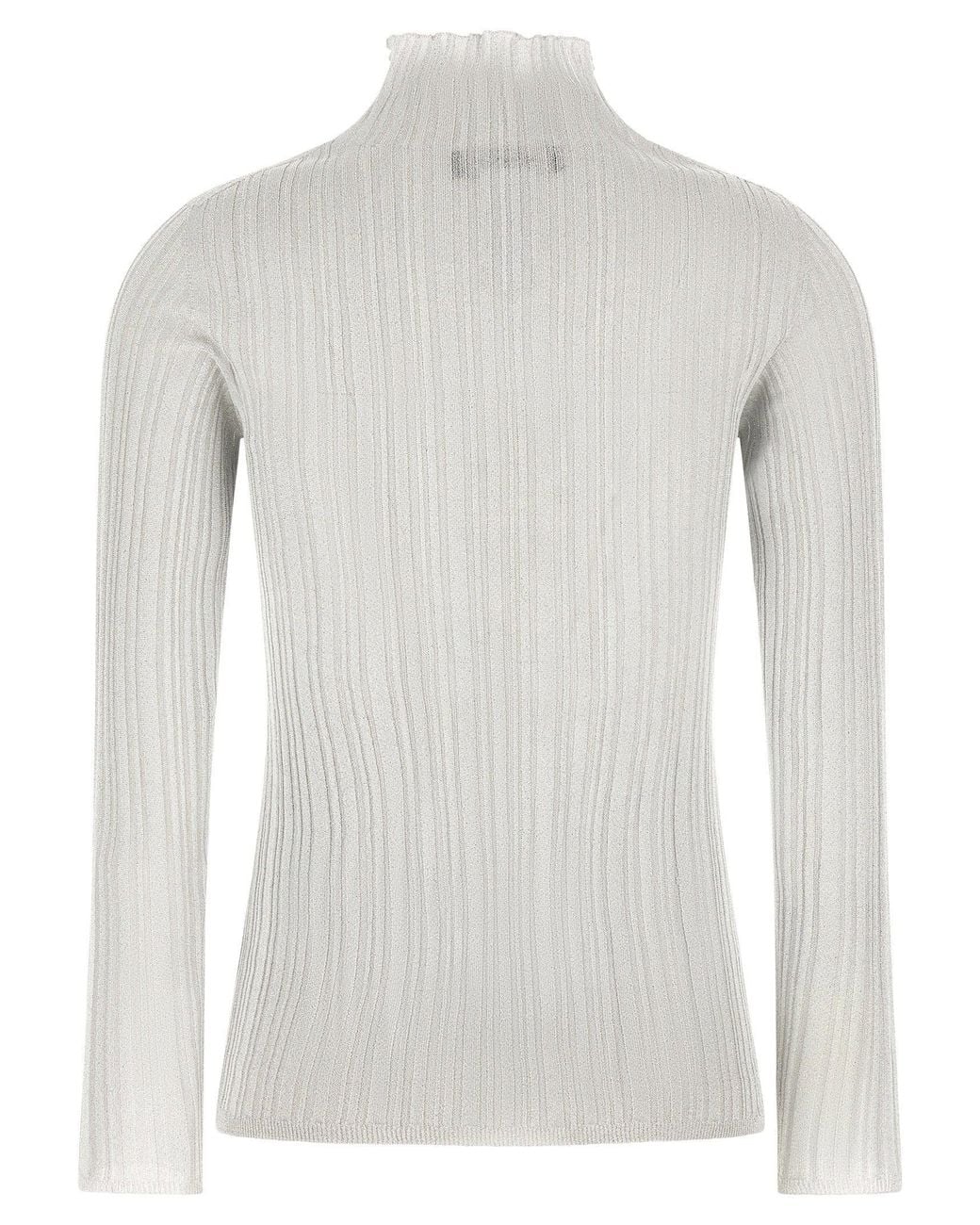 Fabiana Filippi White Lamé Ribbed Sweater