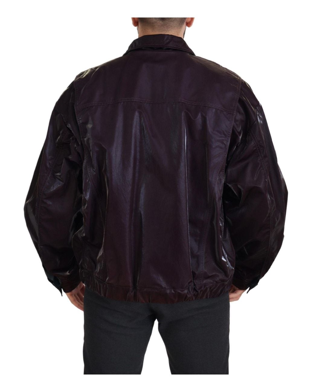 Dolce & Gabbana Blue Nylon Collared Coat Jacket Clothing for men