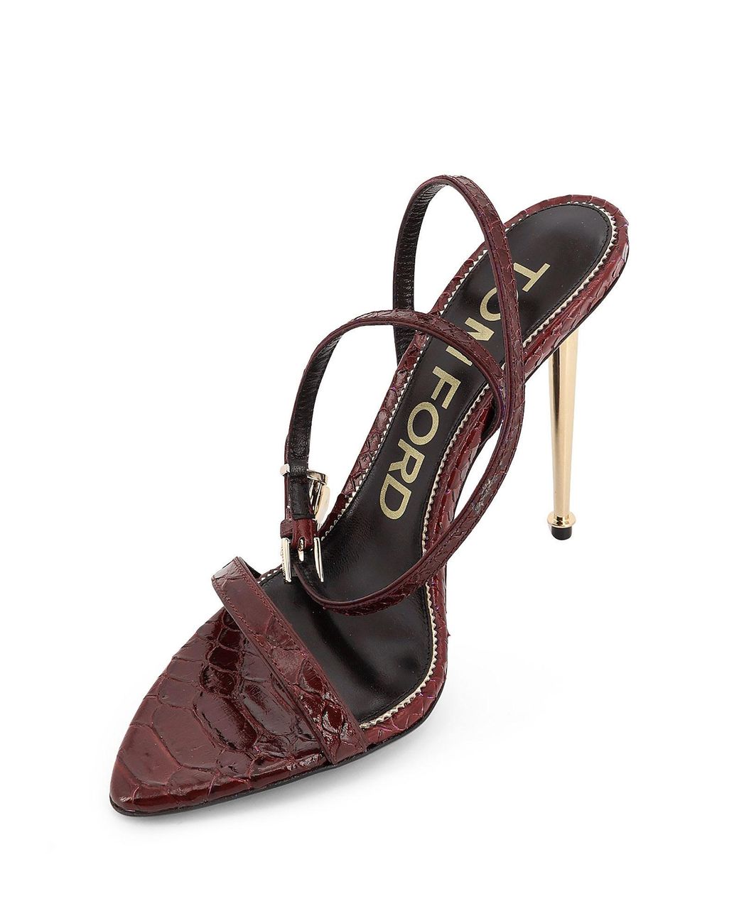 Tom Ford White Laminated Leather Sandals With Iconic Padlock