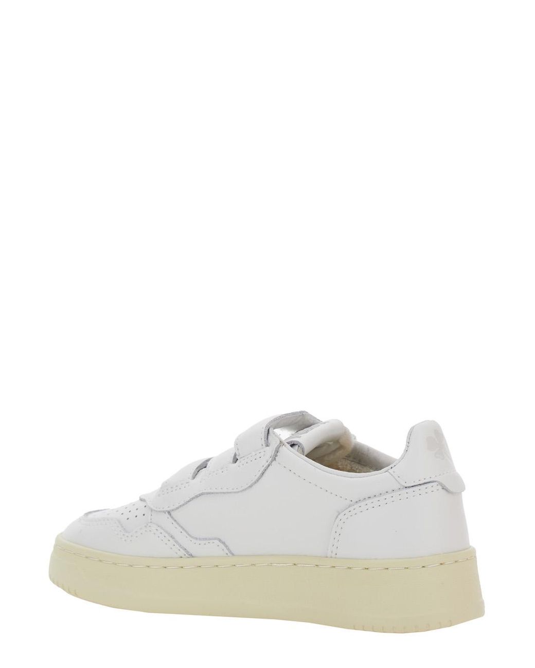 Autry White Kidstripes Low Top Sneakers With Logo Patch Cow Leather Trainers for men