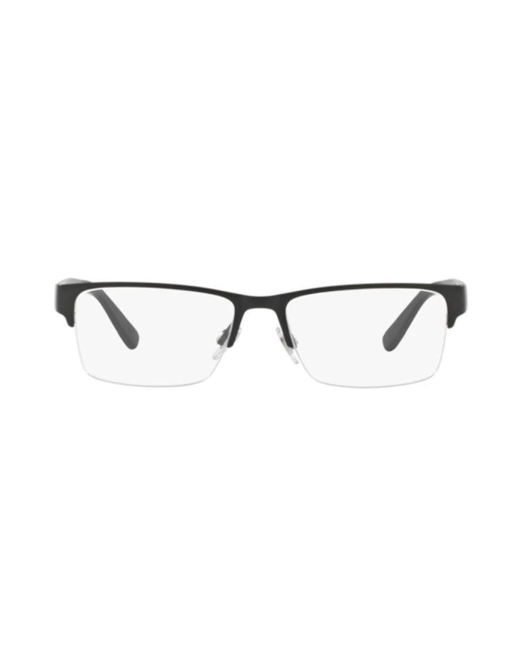 Polo Ralph Lauren Black Eyeglasses Rectangle Semi Rim, Matte Frame And Clear Demo Lenses Lens Ph11649038 Sunglasses for men