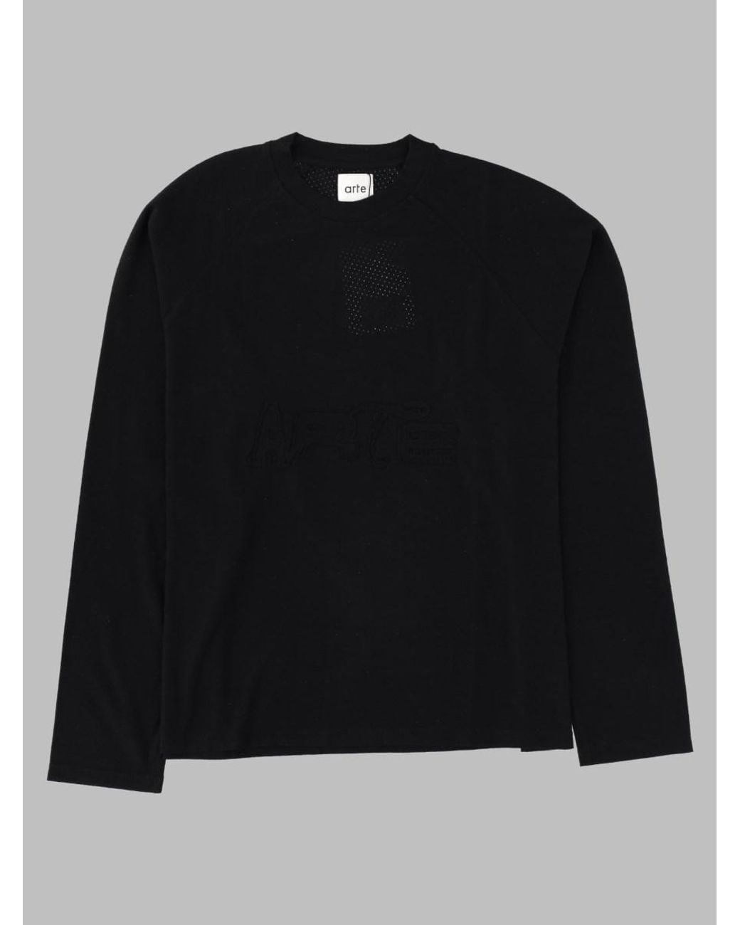 Arte' Black Long-Sleeve T-Shirt With Logo Patch Cotton T-Shirts And Polos for men