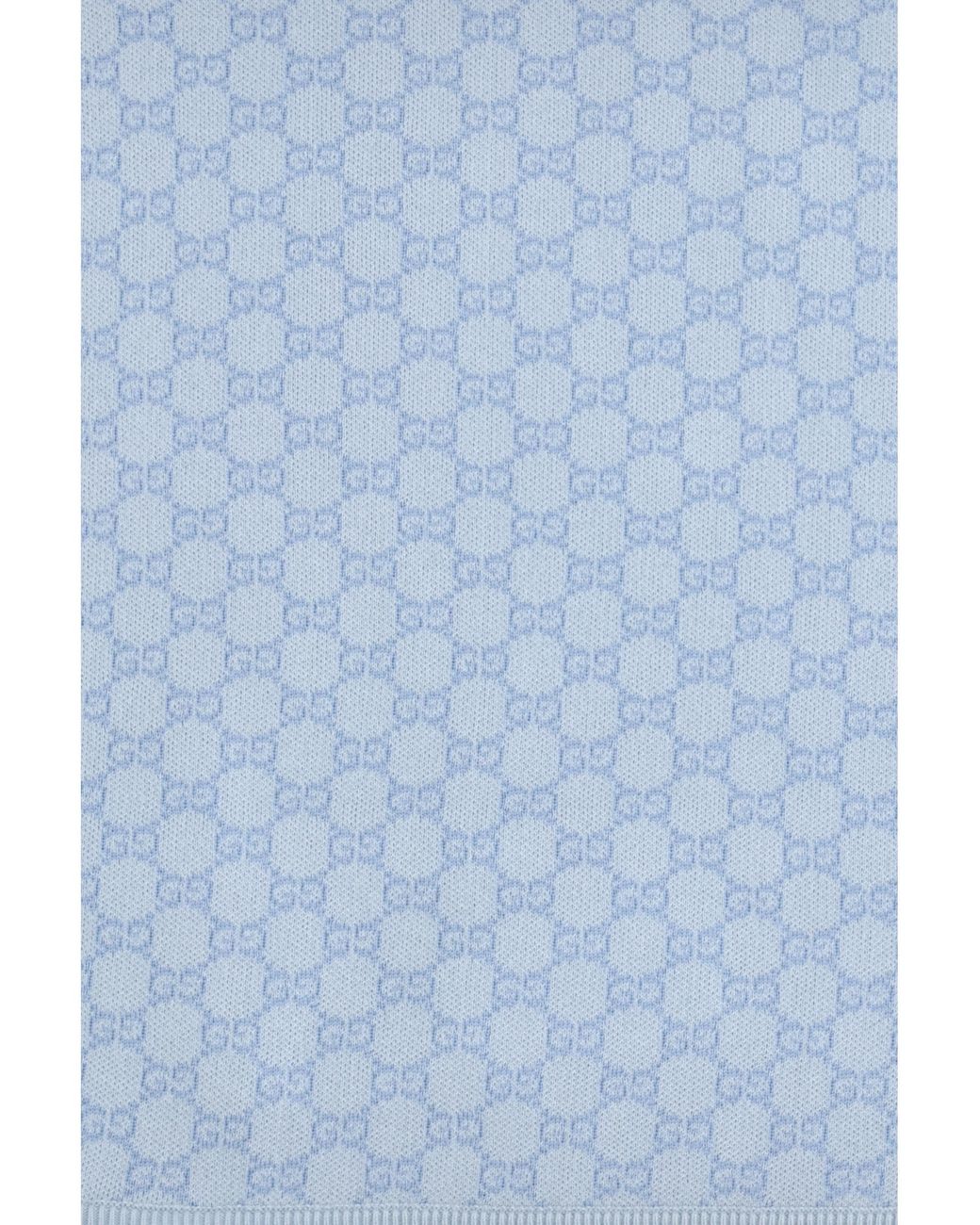 Gucci Blue Gg Monogram Wool Blanket For Baby Merino Ovis Aries Scarf for men