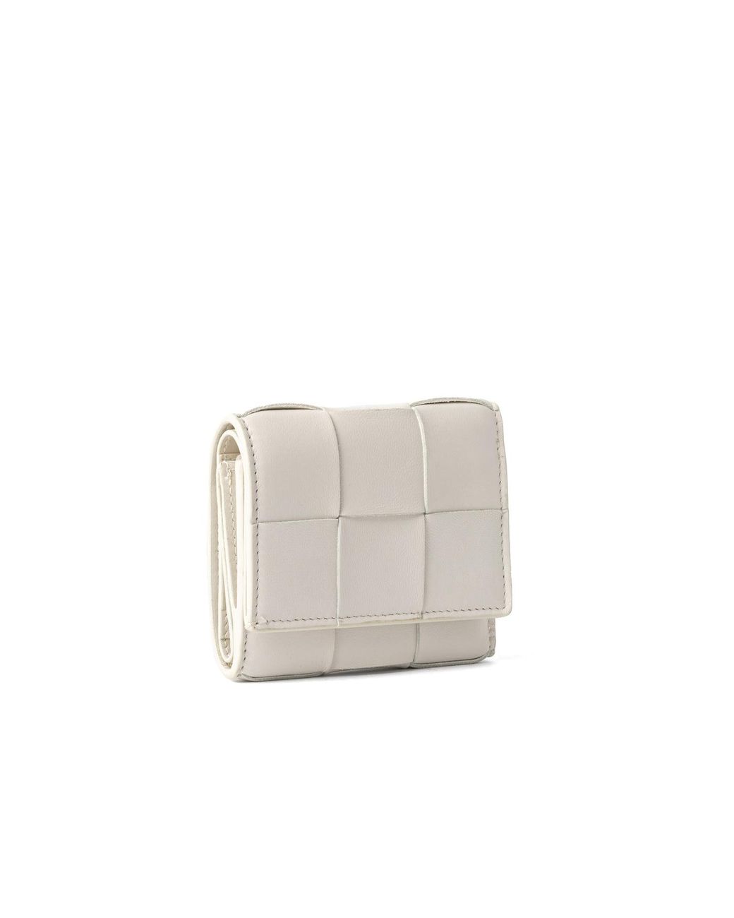 Bottega Veneta White Bottega Veneta Interlaced Leather Wallet for men