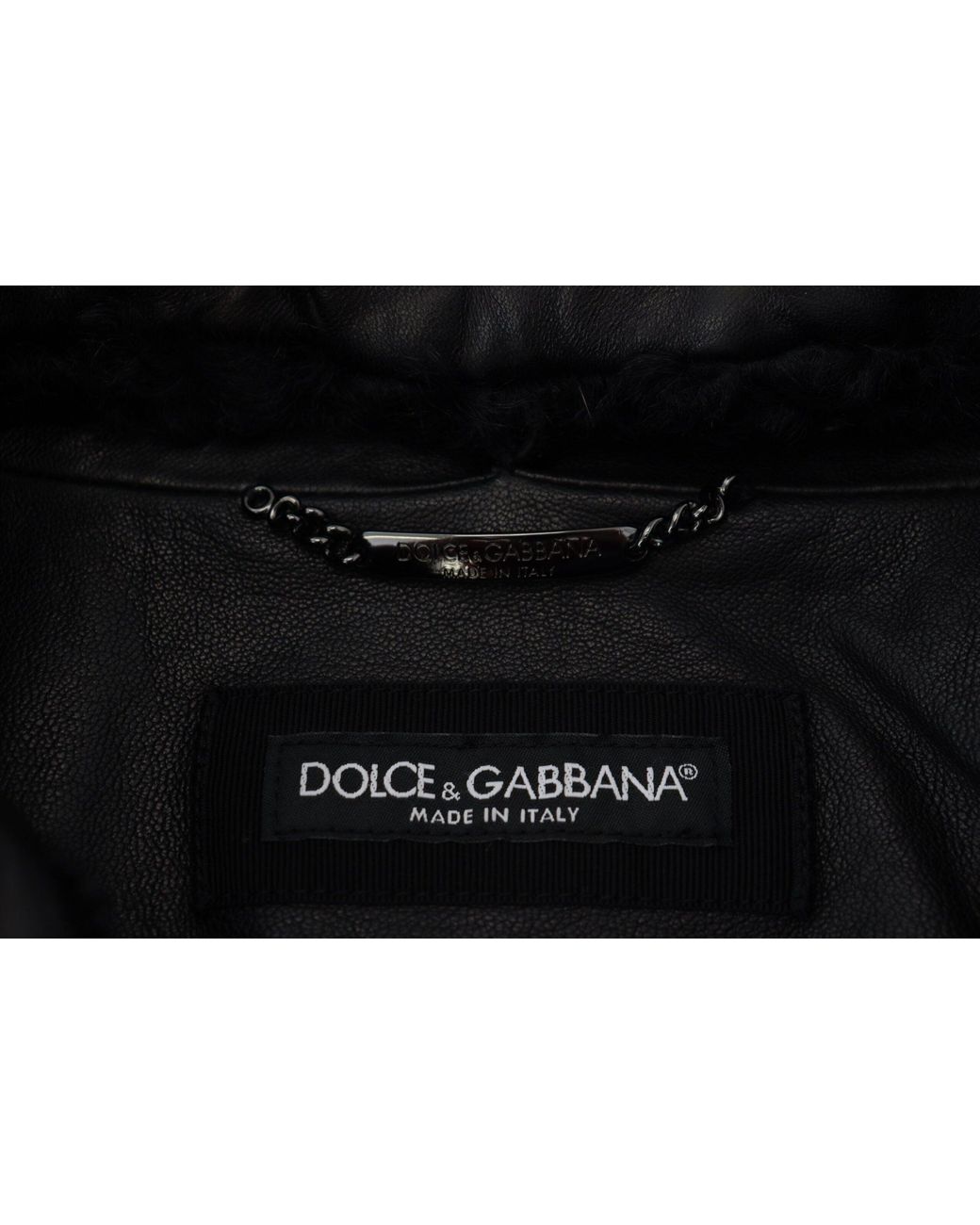 Dolce & Gabbana Black Lamb Leather Collared Coat Jacket for men