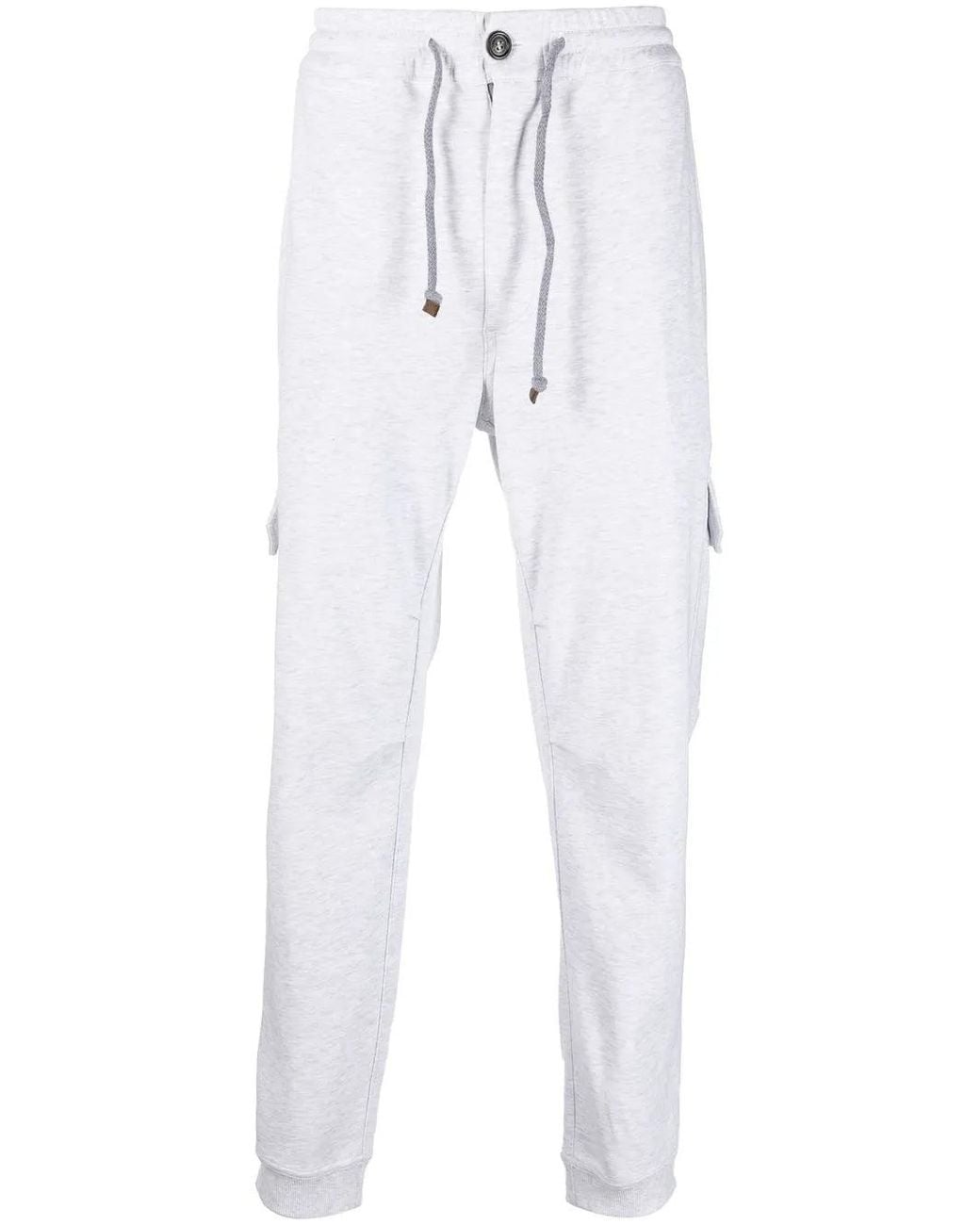 Brunello Cucinelli White Light Cotton Cargo Trousers for men