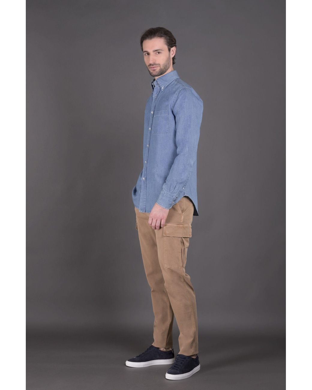 Moorer Gray Light Button Down Shirt for men