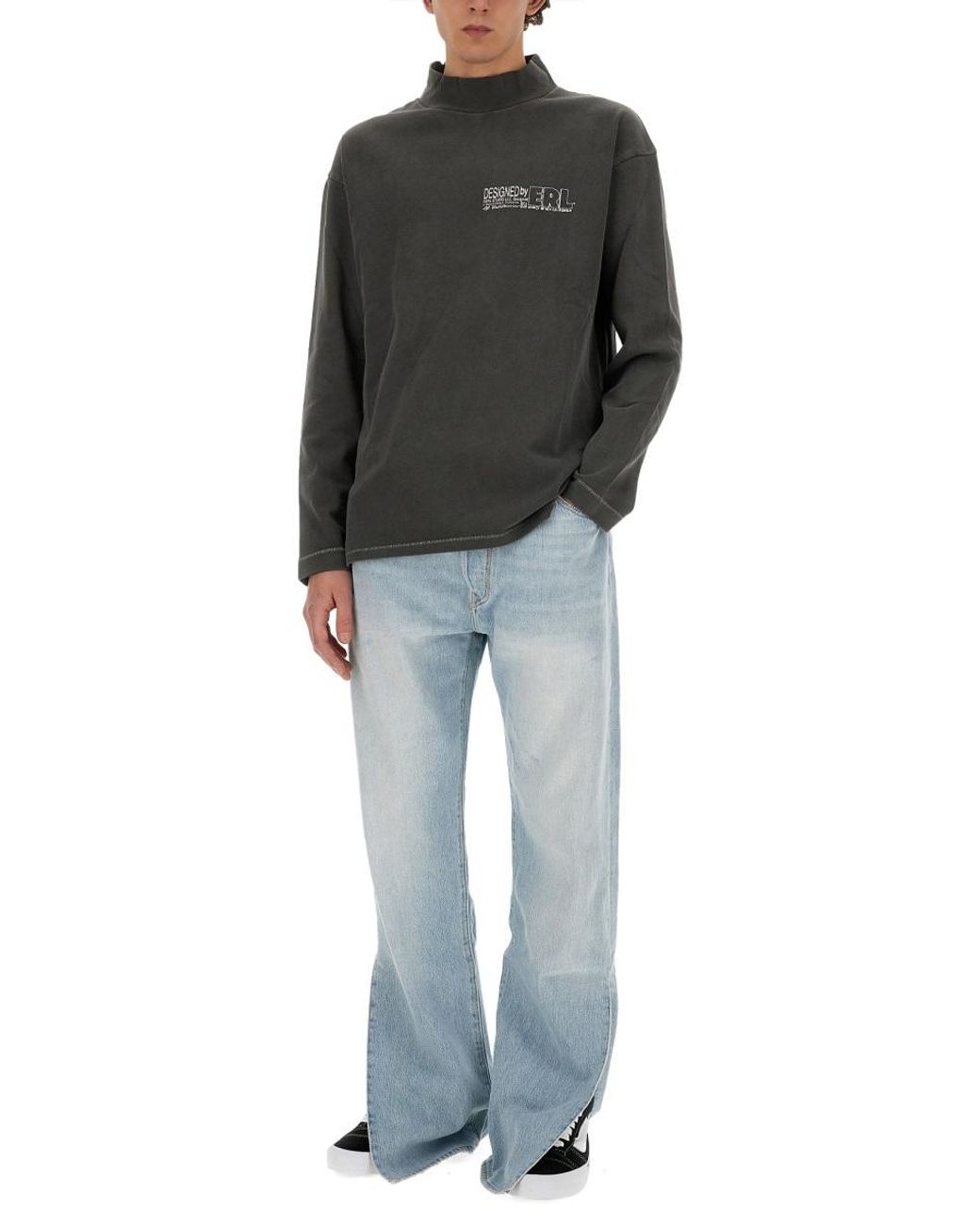 ERL Gray Erl Printed Cotton T-Shirt for men