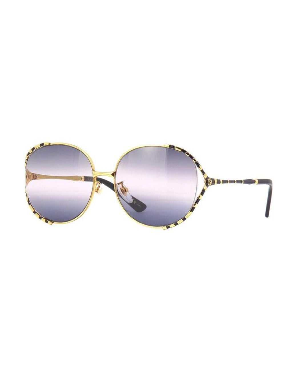 Gucci Metallic Sunglasses Round Full Rim, Frame And Double Gradient Lens Gg0595S001