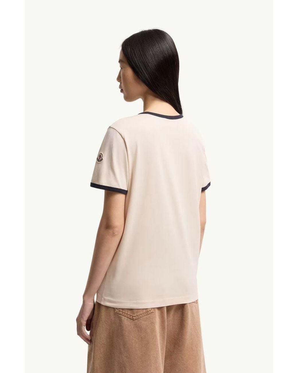 Moncler Natural Moncler Contrast-Trim T-Shirt
