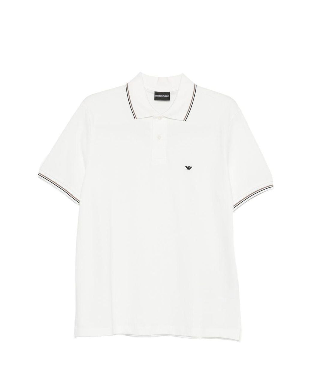 Emporio Armani White Logo-Embroidered Cotton Polo for men