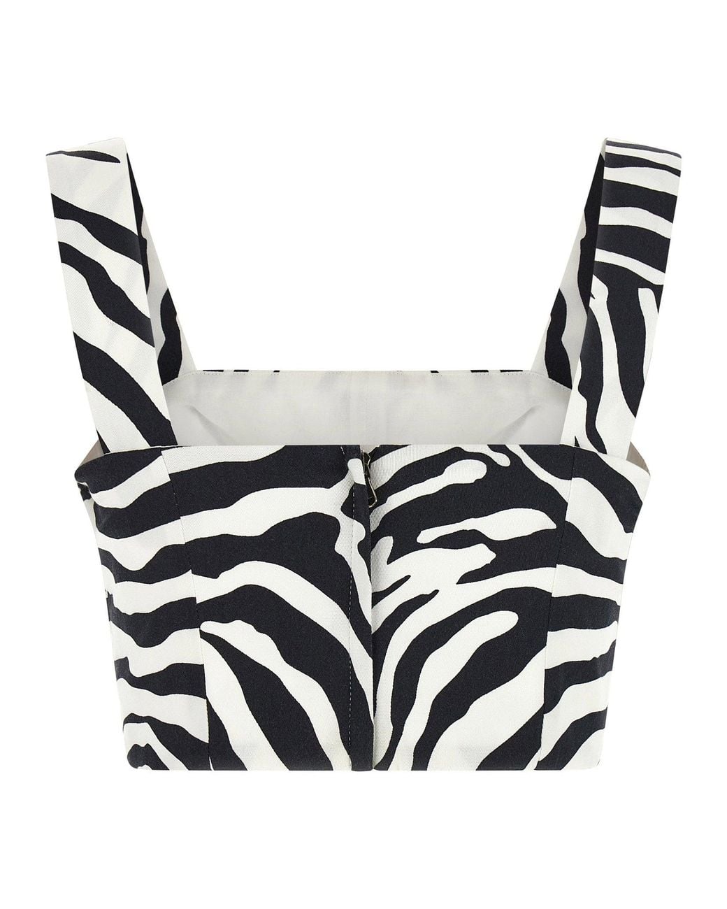 Dolce & Gabbana Black Dolce & Gabbana Zebra-Print Bustier Bodysuit