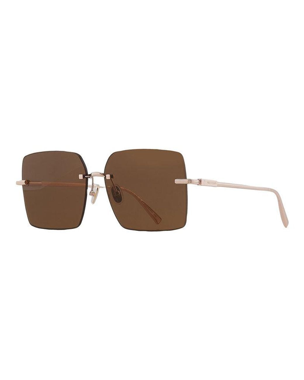 Ferragamo Blue Salvatore Sunglasses Square Rimless, Frame And Lens Sf311S743