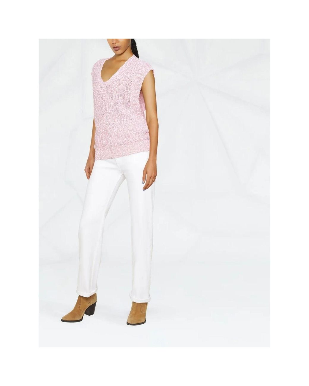 Ferragamo White Without Sleeves V-Neck