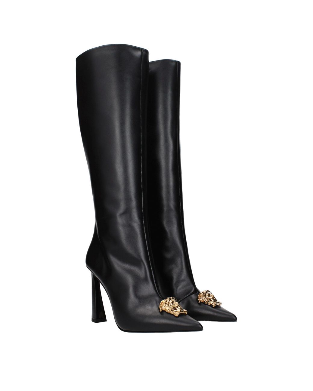 Versace Black Versace Leather High Heel Boot